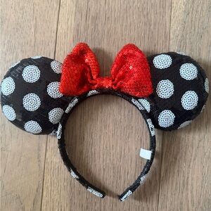 Disney Black and White Polka Dot Sequin Mouse Ears